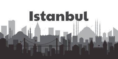 İstanbul hindi konsepti. İstanbul 'un silueti. Seyahat konsepti. Şablon. Düz bir illüstrasyon