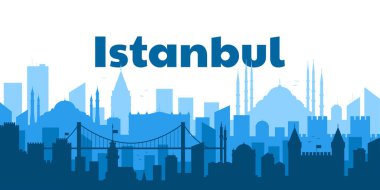 İstanbul hindi konsepti. İstanbul 'un silueti. Seyahat konsepti. Şablon. Düz bir illüstrasyon