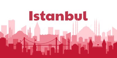 İstanbul hindi konsepti. İstanbul 'un silueti. Seyahat konsepti. Şablon. Düz bir illüstrasyon