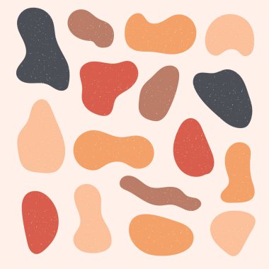 Soyut bitki elementleri, karalama stilinde düz ve kıvrımlı çizgiler. Noktalar ve daireler. İzole edilmiş. Organik şekiller.