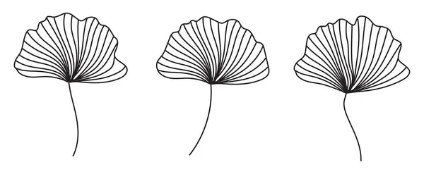 Ensemble Illustrations Silhouettes Feuilles Ginkgo Avec Des Taches Abstraites Dans — Image vectorielle