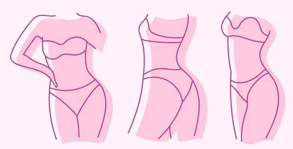 Eine Reihe Von Illustrationen Von Silhouetten Des Weiblichen Körpers Figur — Stockvektor
