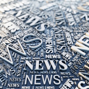 Soyut gazete kağıdı şekli, orijinal 3D görüntüleme. RF illüstrasyon, rastgele metin