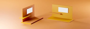Sergi stand, kopya alanı illüstrasyon, 3d render