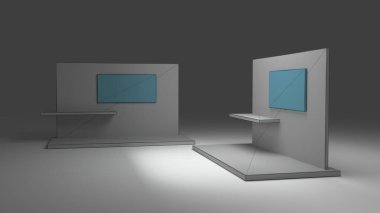 Perakende standı, orijinal 3D görüntüleme, kopyalama alanı illüstrasyonu