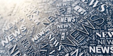 Soyut gazete kağıdı şekli, orijinal 3D görüntüleme. RF illüstrasyon, rastgele metin