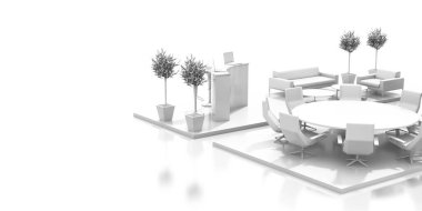 Boş sergi büfesi, fotokopi alanı var. Asıl 3d oluşturma projesi