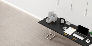 Ofis çalışma masası ekipmanları, orijinal 3D görüntüleme, tüm modeller tamamen orijinal.