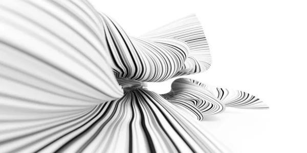Abstract Background Fluid Organic White Shape Black Stripes Original Rendering — Stock Photo, Image