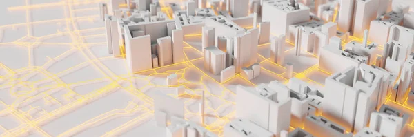 Techno Mega Ciudad Conceptos Tecnología Urbana Futurista Renderizado Original — Foto de Stock