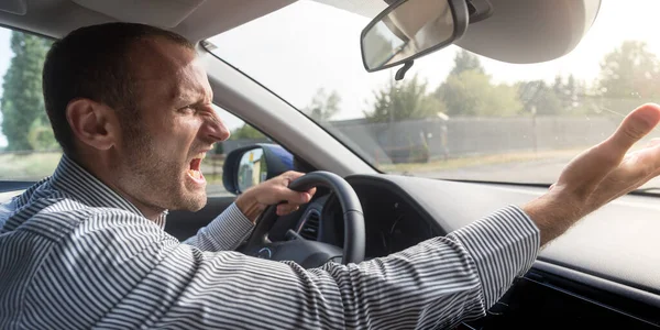 Boze Bestuurder Gesturing Slecht Road Rage Thema — Stockfoto