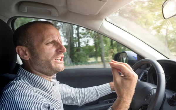 Boze Italiaanse Driver Gesturing Grappig Road Rage Theme — Stockfoto