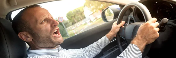Crazy Aggressive Male Driver Road Rush Hour — Stockfoto