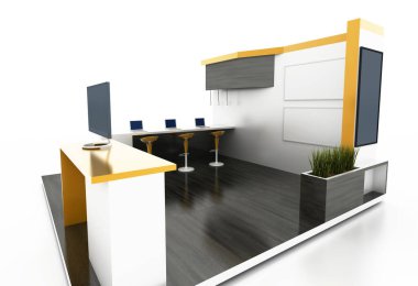 Fuar Standı beyaz, orijinal 3B oluşturmayı ve modelleri