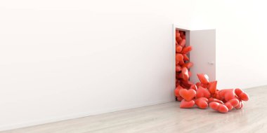 Sonsuz kalpler kapıdan dışarı orijinal 3d render girmek. Aşk, tutku ve umut kavramları.