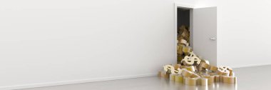 sonsuz dolar işareti kapı dışarı orijinal 3d render almak.