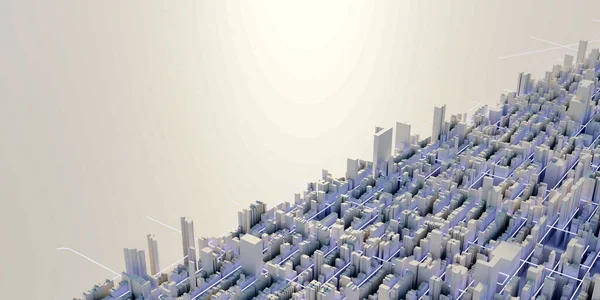 Techno Azul Mega Cidade Conceitos Tecnologia Urbana Futurista Renderização Original — Fotografia de Stock