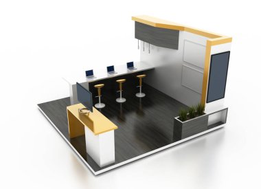 Fuar Standı beyaz, orijinal 3B oluşturmayı ve modelleri