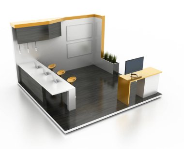Fuar Standı beyaz, orijinal 3B oluşturmayı ve modelleri