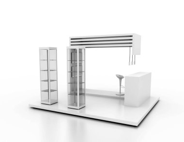 Fuar Standı beyaz, orijinal 3B oluşturmayı ve modelleri