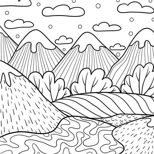 Una Ilustración Abstracta Del Paisaje Naturaleza Para Actividad Relajante Para — Vector de stock