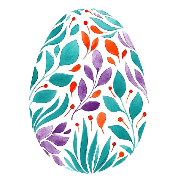 Lindo Huevo Pascua Ornamental Dibujado Mano Ilustración Acuarela Para Vacaciones — Foto de Stock