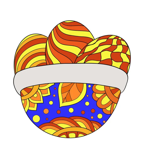 Ένα Χαριτωμένο Πολύχρωμο Καλάθι Γεμάτο Πασχαλινά Αυγά Στολίδια Εικόνα Για — Διανυσματικό Αρχείο