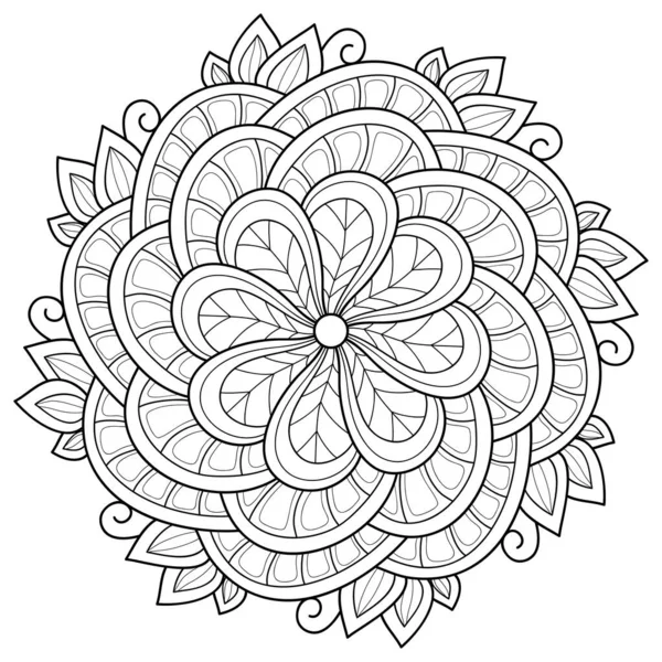 Zen Mandala Aktiviteyi Gevşetmek Için Süsleri Çizgi Sanatı Görüntüsü — Stok Vektör