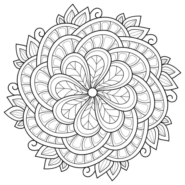 Zen Mandala Díszek Illusztráció Pihentető Tevékenység Line Art Image — Stock Vector