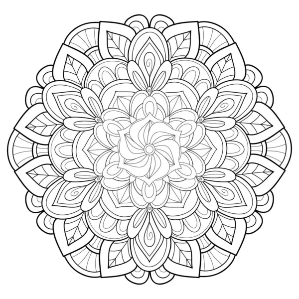 Μια Zen Mandala Στολίδια Εικονογράφηση Για Χαλαρωτική Δραστηριότητα Γραμμή Τέχνης — Διανυσματικό Αρχείο
