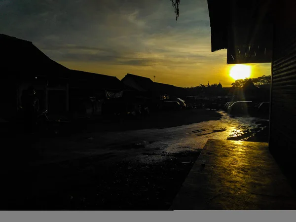 Vue Sur Lever Soleil Dans Terminal Bus — Photo