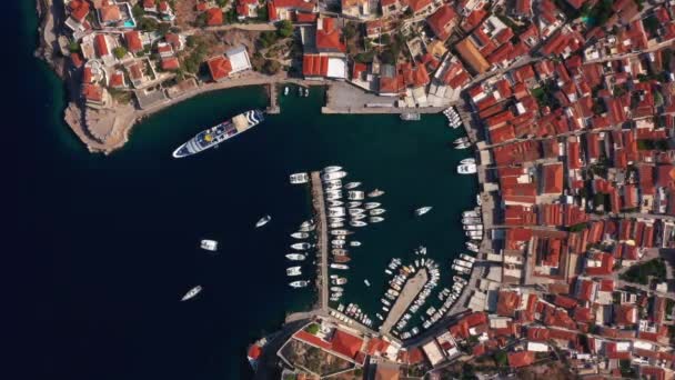 希腊Hydra岛上的Marina，航拍视频 — 图库视频影像
