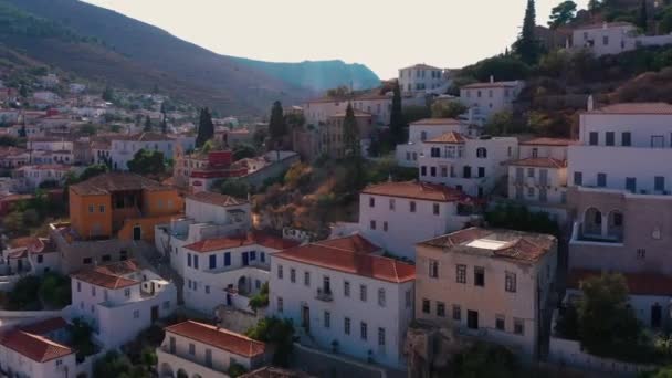 Hydra eiland in Griekenland. Luchtzicht — Stockvideo