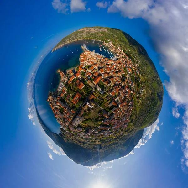 Panorama miniplanet sunny sumer day on Vis island Croatia. High quality photo