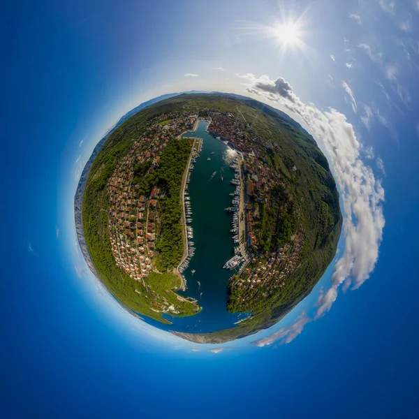 Panorama Miniplanet Sunny Sumer Day Stari Grad Croatia High Quality — Stock Photo, Image