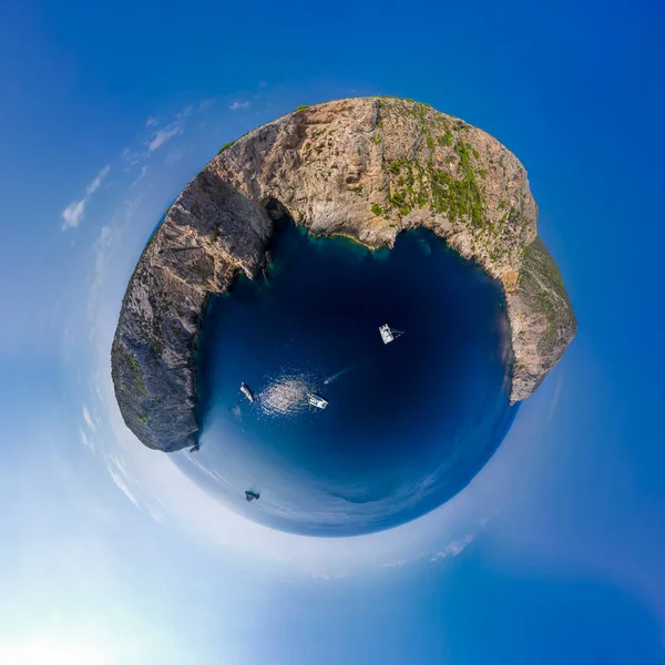 Panorama miniplanet sunny sumer day on Hvar island Stari Grad Croatia. High quality photo