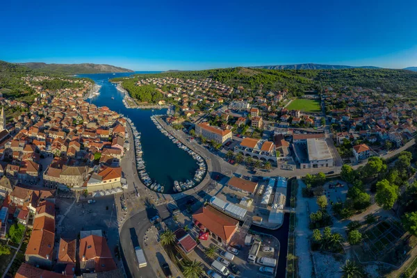 Panorama sunny sumer day on Hvar island Stari Grad Croatia. High quality photo