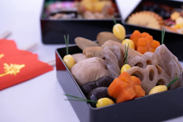 Nishime Una Dintre Mâncărurile Tradiționale Japoneze Anul Nou Osechi Pentru — Fotografie, imagine de stoc