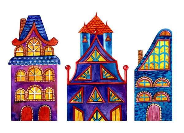 水彩画の技法の妖精の家の宮殿 — ストック写真