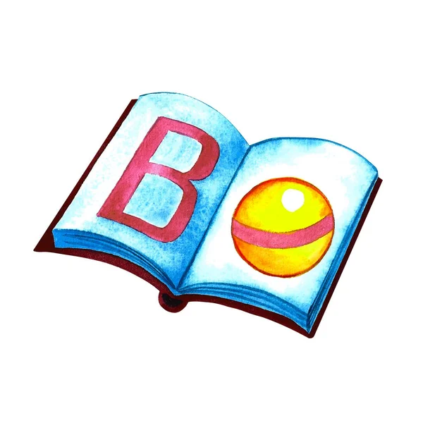 Книжкове мистецтво акварель, абетка з буквою B Стокова Картинка