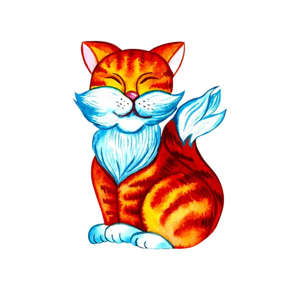 Kedi sanatı suluboya sevimli kedi yavrusu.