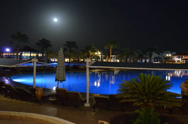 Swimming Pool Moonlight Illumination — Stock Photo, Image