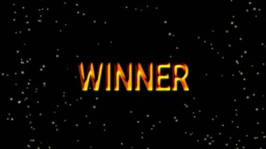 Metin canlandırması kazananı ışıldayan parçacıklarla kutla