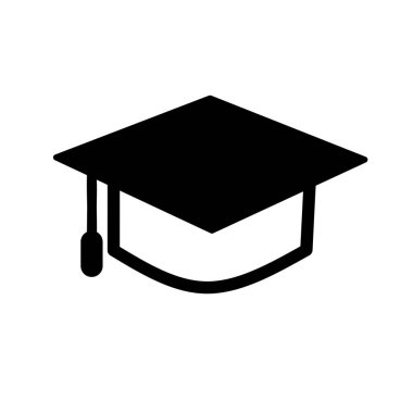 Basit üniversite mezuniyet şapkası ikonunun vektör illüstrasyonu. Akademik kare şapka