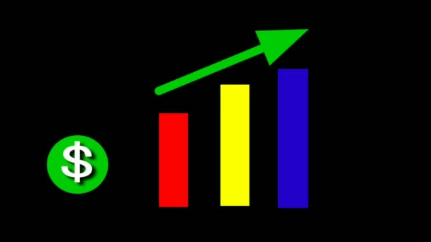 Money Income Growth Graphic Animation Illustration — Stock Video