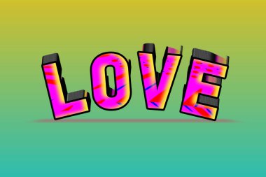 Duvar kağıdı, ekran yazdırma ve daha fazlası için aşk sözcüğü içeren 3D metin