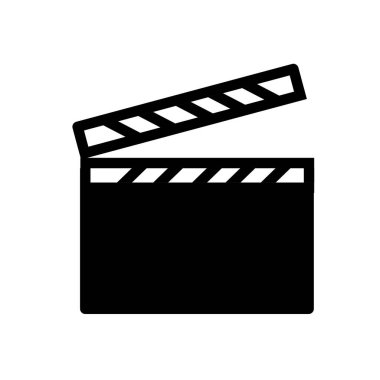 beyaz arkaplan üzerindeki film alkışlayıcı tahta simgesi vektörü
