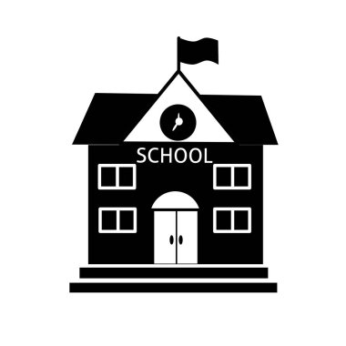 Beyaz arkaplanda okul inşa vektörü