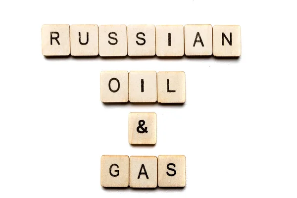 Concept War Ukraine Showing Sign Reading Russian Oil Gas — Stock Photo, Image