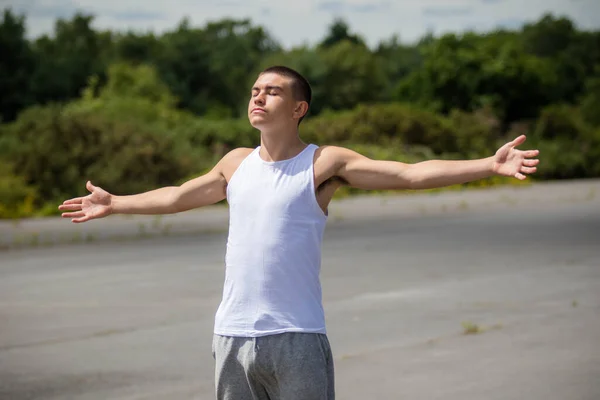 Nineteen Year Old Teenage Boy Warm Summer Day — Fotografia de Stock